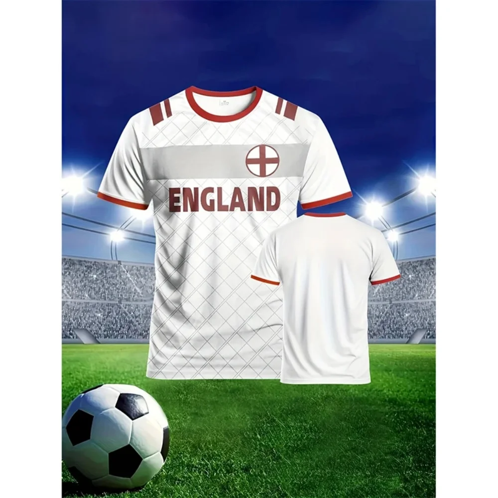 Badminton England - T-shirt Estiva da Uomo con Bandiera